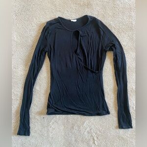 Garage Black Long Sleeve Top with keyhole cutout